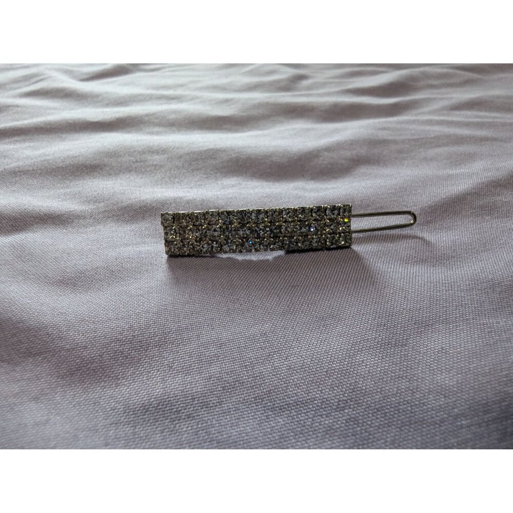 Vintage Rhinestone Hair Barrette Clip Rectangular Sparkle Design For Women